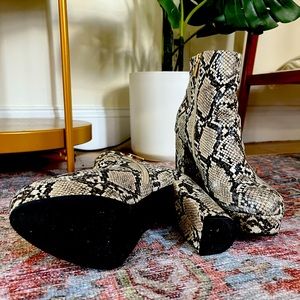 Snakeskin booties